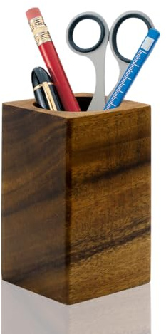 Boerni Pot à crayons en bois de noyer, pot à crayons simple en bois polygonal, pot à stylos, pot à stylos, pot à pinceaux de maquillage pour enfants, étudiants, bureau, bibliothèque, école, papeterie