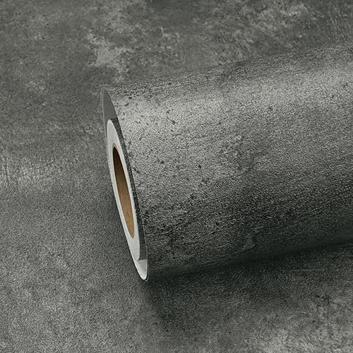 ReWallpaper Vinyl Wrap for Furniture Grey Kitchen Cupboards Thick Concrete Wallpaper Peel and Stick Vintage Industrial Effect Concrete Contact Paper 40cm3m Bathroom Wallpaper Waterproof Grey Rolls