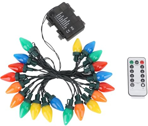 aqxreight Weihnachtsbeleuchtung für den Außenbereich, C9-LED-Weihnachtslichterkette, 16,4 Fuß, 20 LEDs, Wasserdicht, C9-Erdbeer-Weihnachtsbeleuchtung für Draußen, Drinnen, Draußen,