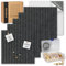 Synctos Pinnwand Filz Selbstklebend - 6 Stück - 30x30cm Groß & 12mm Dick - 100+ Holz Stecknadeln - Dekorative Pinwand für Haus, Schule & Büro - Moderne Korkwand als Memoboard & Wanddeko - Dunkelgrau