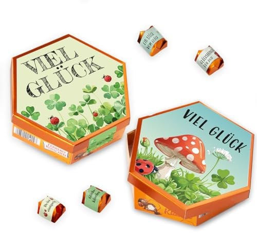 younikat Aufkleber-Set passend für Küsschen Pralinen - Viel Glück Kleeblatt I Geschenk Silvester I dv1552