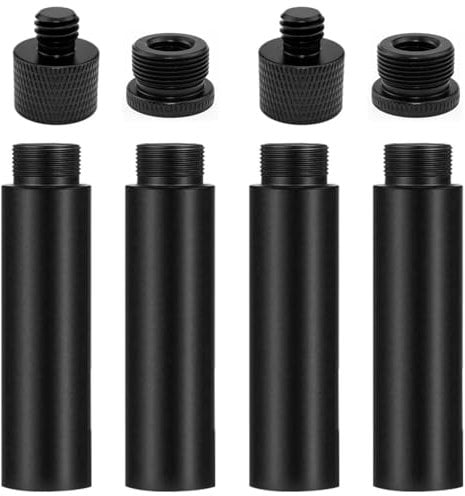 4 Stück Mikrofonverlängerungsrohre und 4 Stück Mikrofongewindeadapter (3/8 Buchse auf 5/8 Stecker und 5/8 Buchse auf 3/8 Stecker), Mikrofonständer Adapter, für Stativ und Mikrofon Ständer und Kamera