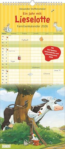 DUMONT - Ein Jahr mit Liselotte Familienkalender 2026 – Familienplaner mit 5 Spalten im Hochformat 22 x 50 cm – Illustrationen von Alexander Steffensmeier für die ganze Familie: Familienkalender