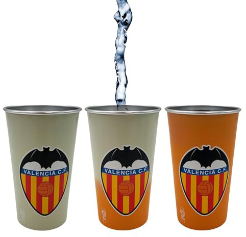 macfly Gobelet en acier inoxydable 450 ml - Gobelet en aluminium personnalisé Valencia CF, gobelet réutilisable à encre thermique qui change de couleur, gobelet pour bière, eau et rafraîchissements,