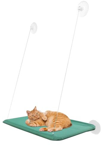 Nybhyjka Hamaca para Gatos con Ventana – Soporte para alféizar de la Ventana para Siesta de Gatito – Hamaca de Asiento para Gatos montada en la Ventana con 4 ventosas Fuertes para Mascotas Grandes en