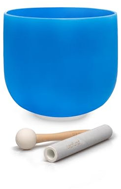 TOPFUND Indigo A Note Crystal Singing Bowl 7 inch Third Eye Chakra with Suede Mallet