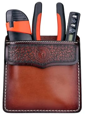 TOURBON Genuine Leather Pocket Protector EDC Multitool Organizer Pouch Pen Holder Knife Sheath for Men