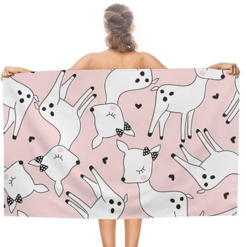 Strandtuch Niedlicher Hirsch Duschtuch Leichtes,Pflegeleicht Badetuch Für Wandern Männer Damen 80X130Cm