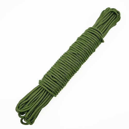 jijAcraft 6MM Sage Green Nylon Rope: Thick Nylon Washing Line 30M Solid Binding Hanging Twisted Cord, Heavy Duty Rope for Garden, Hammock, Camping Trips, Marine Rigging
