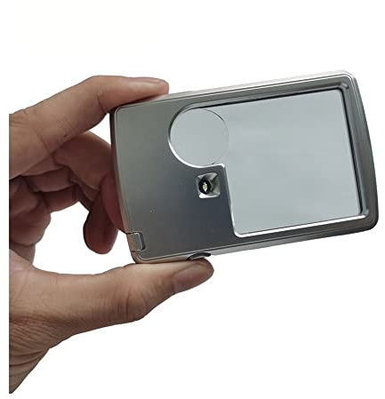 Microscope Kit 3X 6X Rectangular LED Magnifying Glass Portable Mini Illuminated Magnifier with LED Light Pocket Reading Microscope Lens Adapters