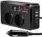 Zigarettenanzünderbuchse Auto DC to AC Wechselrichter mit LED-Doppelanzeige, 200W Auto Spannungswandler 12v auf 230v mit 2 Steckdosen und 2 USB-C 2 USB-A, KFZ Ladegerät mit Zigarettenanzünderstecker