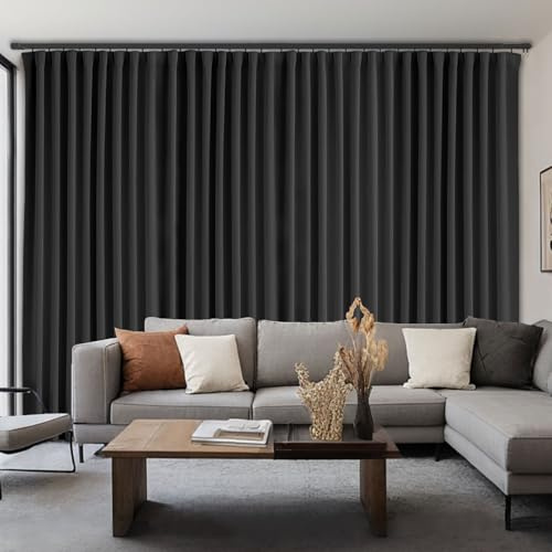 ABBRIGE Raumteiler Vorhänge Verdunkelung Schalldicht für Deckenschiene oder Stange mit Haken - Extra Breite Vorhänge Raumtrenner für Wand Deckenmontage Schiene - Sichtschutz Boden bis Decke Vorhang, 1