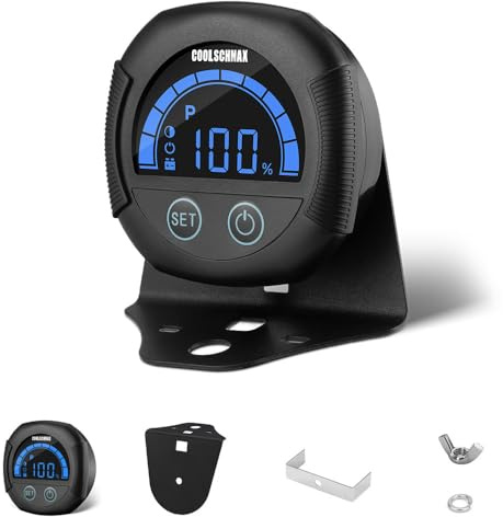 Coolschmax IP67 Batterie-Voltmeter 12V 24V 48V 60V 84V, Sonnenlicht-lesbar, einstellbare Hintergrundbeleuchtung, Halterungsmontage, für Lithium/LiFePO4/Blei-Säure, Speicher & Alarm