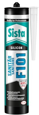 Sista Silikon F101 Sanitärsilikon, pilzhemmende Dichtmasse für Bad & Küche, elastische Fugenmasse für Badewanne, Duschtasse und mehr, lichtecht, Staubgrau, 1x300ml Kartusche