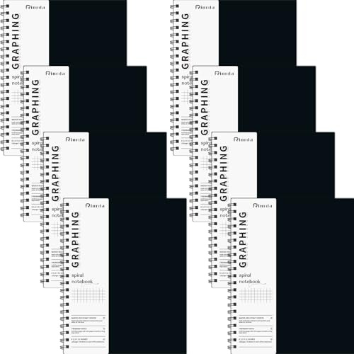 Rinrda Graph Paper Notebook Spiral Notebook 21.6 cm x 27.9 cm 8 Pack Grid Paper Notebook Graph Notebook Engineering Notebook 120 Pages 100 GSM Thick Graphing Paper Notebook Hardcover Journal for