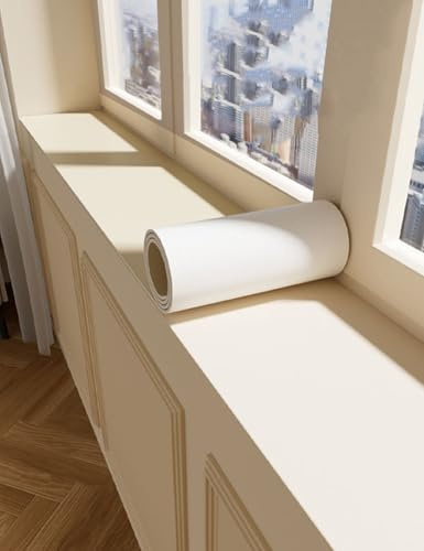 Aeovot Decorative Waterproof Mat for Windowsill, 3.5mm Foam Anti-Slip Window-Sill Protector Mat, Window Sill Cover From Dog Cat Scratching for Kitchen Balcony Reading Nook(Beige,150x15cm/59x5.9in)