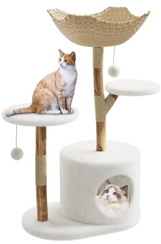 Garvee Cat Tree, Cat Tree Tower, Indoor Cat & Kittens Multi-Level Climbing Activity Tower with Scratching Posts, Perches & Real Branch Design, Cat Furniture Activity Center Play House for Indoor Cats