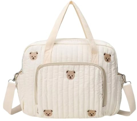 Tutamaz Vielseitige Wickeltasche für Mütter, Baby und Umstandstasche, Wickeltasche Kinderwagen für Mamas, Reißverschluss mit Bestickt, Bär, Bedruckt, für Geburt im Krankenhaus, Reisen, Kinderwagen