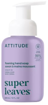 ATTITUDE Foaming Hand Soap, Made in Canada, EWG Verified, Plant and Mineral-Based Ingredients, Vegan and Cruelty-free Personal Case Products, Herbal Musk, 295 mL