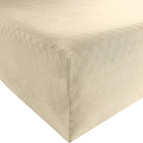 REDBEST Jersey-Stretch Spannbettlaken San Francisco 100% Baumwolle, Natur Größe 180x200 cm - 200x200 cm - weiche Qualität, bügelfrei, Rundumgummi, bis 20 cm Höhe