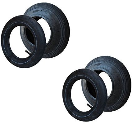 2 Set Reifen+Schlauch 400x100 4.80/4.00-8 Rillen Profil PR2-Lagen Tragfähigkeit 136 kg