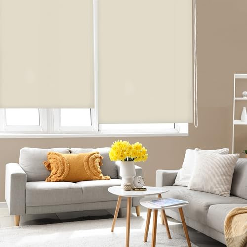 Blindecor Ara | Store enrouleur translucide uni - Marron clair, 100 x 175 cm (largeur x hauteur) | Taille du tissu 97 x 170 cm | Stores pour fenêtres