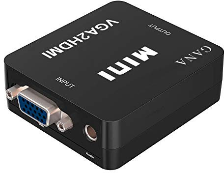 GANA Adaptador VGA a HDMI, Convertidor Con Transmisión de Audio 1080P HDTV y Cable USB para TV, Computadora, Proyector, Portátil, DVD, AV (Negro)