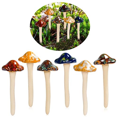 ENVEL Champignons de Jardin colorés,Jardin de fées Toadstool à Champignons en céramique 4 Couleurs 6 pièces Pots de Décoration Poterie Ornement pour Bricolage Dollhouse Potting Shed Flowerpot Plants