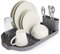 Tower T847000 Compact Dish Rack with Cutlery Rack, Draining Tray, Chrome Plated Stainless Steel, Easy Clean, Grey , 32 x 45 x 13 cm