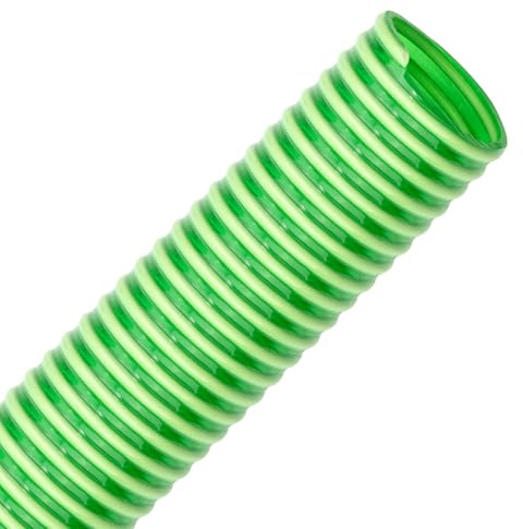 FLEXTUBE GR Ø 38mm (1 1/2 Zoll) Länge 20m PVC Schlauch, Spiralschlauch, Saugschlauch mit Hart PVC Spirale, grün transparent