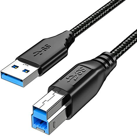 Fasgear USB 3.0 zu USB B Kabel Nylon geflochten Typ A Stecker zu Typ B Stecker Kabel (1 m, schwarz)