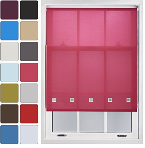 FURNISHED Roller Blind with Square Eyelets Fuchsia Made to Measure up to 120W x 210H cm
