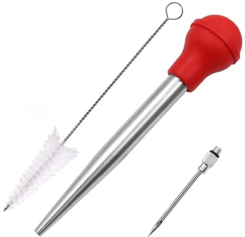 TOPINCN Turkey Baster, Condiment Pump Stainless Steel Marinade Tool Flavour Seasoning Injector Heat Resistant Meat Baster Syringe