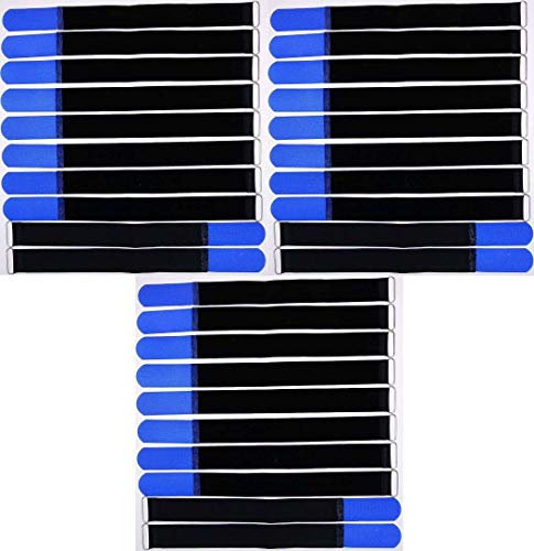 30x 40 cm x 40 mm wiederverschließbare Klett-Kabelbinder BLAU mit Metall-Öse - Kabel-Klettband 400 mm wiederverwendbar