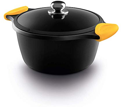 CASTEY - Cacerola Alta de Inducción, 28 cm, Modelo O28, Aluminio, con Tapa, Revestimiento Antiadherente, Distribuye de Forma Homogénea el Calor, Resistente y Duradera, Libre de PFOA