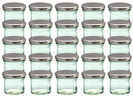 CapCro 25er Set Sturzgläser 125 ml Silberne Deckel to 66 Marmeladengläser Einmachgläser Einweckgläser
