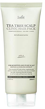 LA'DOR Tea Tree Scalp Clinic Hair Pack Treatment 200 ml - Cooling Refreshing Scalp Hair Tea Tree Snail Slime Green Tea Extract Hair Scalp Mask Relieves Dry Scalp Prevents Dandruff
