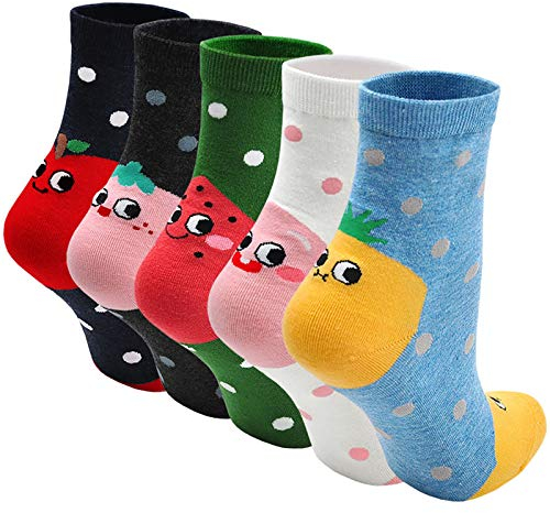 LOFIR Lustige Bunte Socken Damen Tier Muster Niedlich Socken aus Baumwolle Süß Karikatur Kawaii Katze Socken Neuheit Socken Geschenk für Mädchen Damen, Größe 35-41, 5 Paare