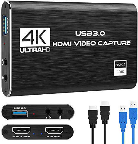 Rybozen 4K Audio Video Capture Card, HDMI USB 3.0 Video Capture Device, Full HD 1080P for Game Recording, Live Streaming Broadcasting
