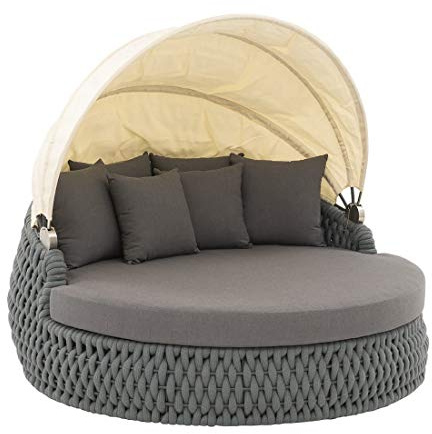 OUTLIV. Loungemöbel, 186x200x85 cm, Aluminium/Polyrattan | Aluminium/Polyrattan, inkl. Kissen, verstellbar, 186x200x85 cm, Grau, für Garten und Terrasse