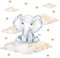Pandawal Kinderzimmer Deko Wandtattoo Elefant mit Wolken Sterne Junge Mädchen Wandsticker Baby Safari Tiere Wandaufkleber (S, Elefant)