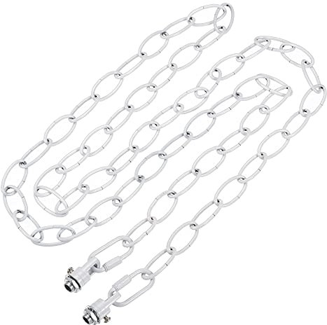 sourcing map Pendant Light Fixture Chain, 3mm Thick 1.83m Long Chandelier Hanging Links with Chain Connectors Hook Loops, White 1 Set