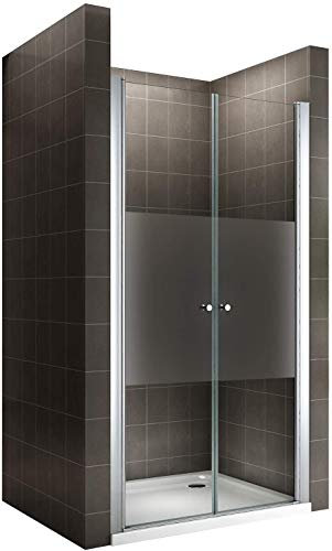 Porte de douche 80x195 cm verre sérigraphié - ajustable de 80 à 84 cm