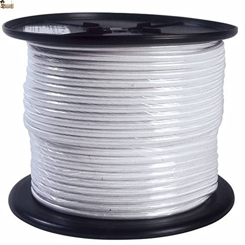 BricoLoco.com Sangle Elastique, Corde élastique en caoutchouc pour bâche Piscine ou remorques ronde Cordon pulpe de transport nautique, pêche navigation, couleur blanche (25, Ø 8 mm)