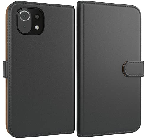 EAZY CASE Tasche kompatibel mit Xiaomi Mi 11 Lite/Mi 11 Lite 5G / 11 Lite 5G NE Hülle mit Standfunktion Klapphülle im Bookstyle, Handyhülle mit Magnetverschluss und Kartenfach, Kunstleder, Schwarz
