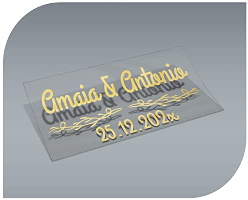 Personalisierbare Aufkleber mit Namen und Datum, Aufkleber für Einladungen, Hochzeit, Taufe, Verlobung, Kommunion, Geburtstag, Party, Vintage, Stempel (Modell 9)