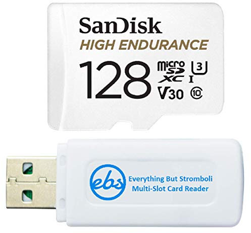 SanDisk Carte mémoire microSDXC haute endurance avec adaptateur compatible avec Rexing Dash Camera V1, V1-4K, V5, V1GW (SDSQQNR-128G-GN6IA) Ensemble avec 1 lecteur de carte micro et SD Everything But