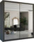 MN Furniture Modern Double Sliding Door Wardrobe 2 Mirrored Hanging Rails & Shelves Storage Cabinet for Bedroom (180cm, Houston Grey)