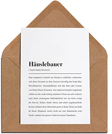 Bauherr/Bauherrin Karte mit Umschlag – Häuslebauer Definition