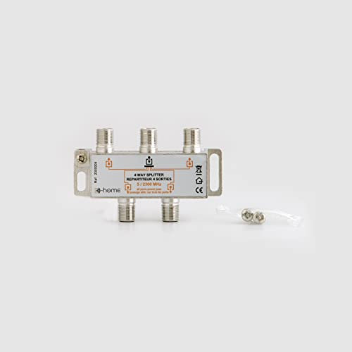 Répartiteur TNT/Sat 4 Sorties D-Home - Raccorder Votre antenne à 4 téléviseurs - Répartiteur 4 Voies Satellite et TNT 5/2300 MHz, 24V, 0.5A